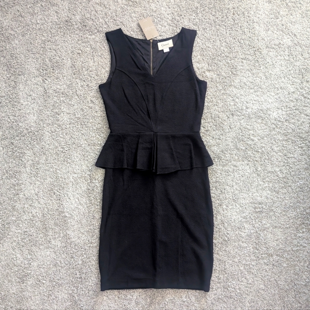 NWT Women's GANNI Eleanor black Peplum dress